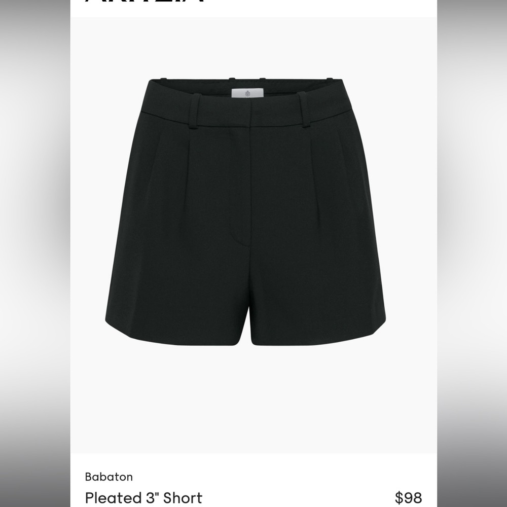 Aritzia Babaton pleated 3” short- BROWN